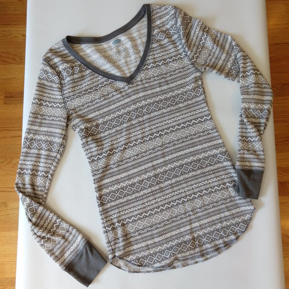 Old Navy Fair Isle Long Sleeve Thermal Top, Small